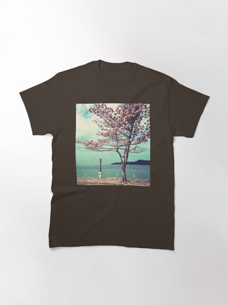 Alternate view of Blooms by the Sea - Panama Landscape - Pink Guayacan Tree Classic T-Shirt