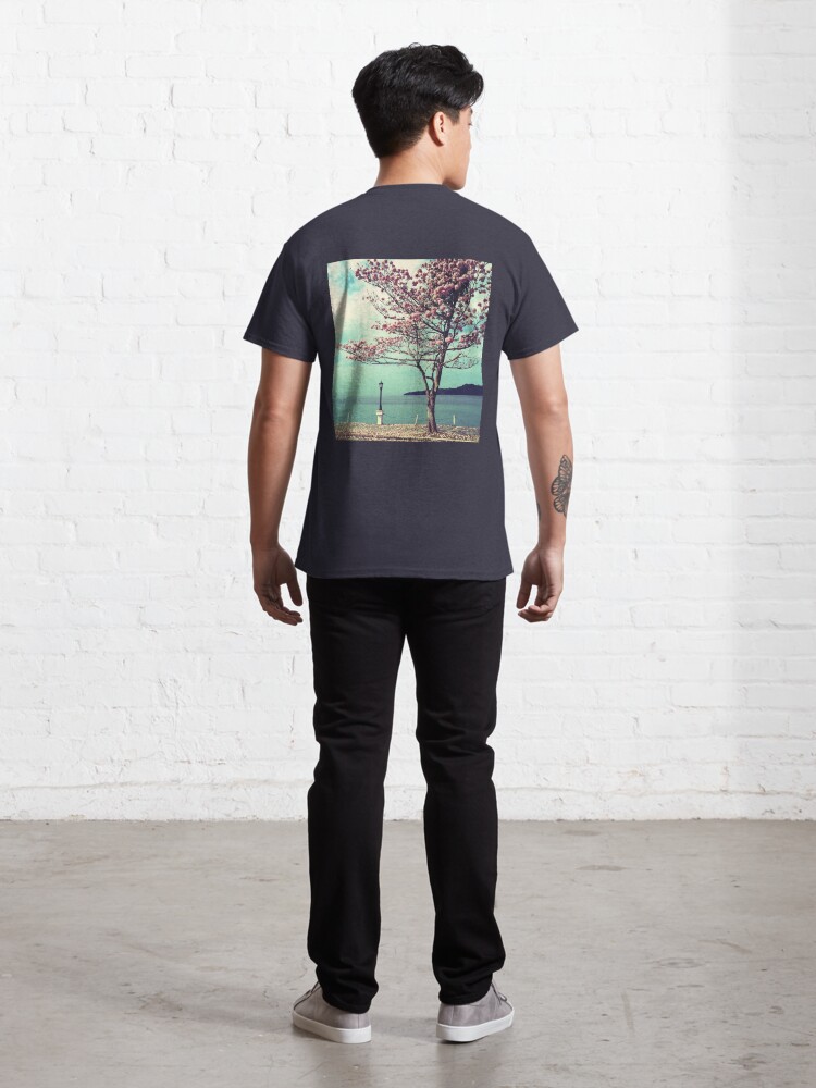 Alternate view of Blooms by the Sea - Panama Landscape - Pink Guayacan Tree Classic T-Shirt