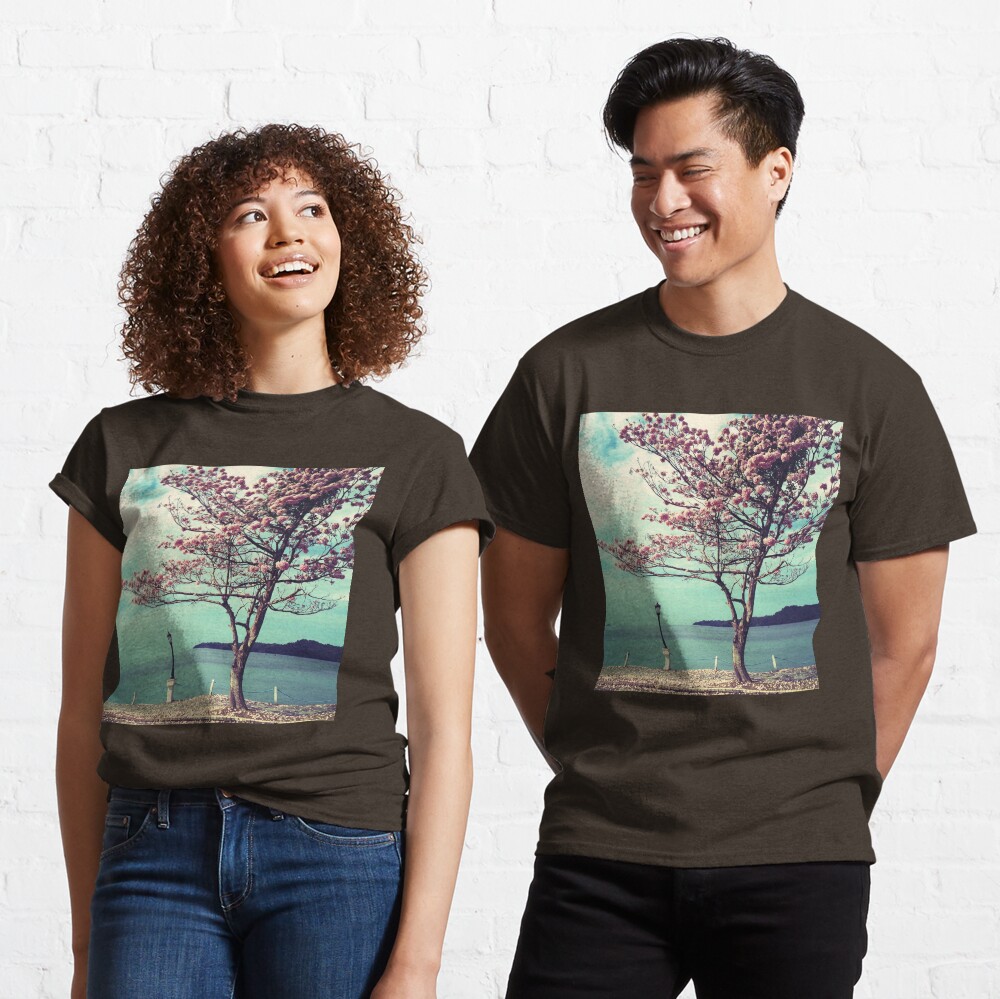 Blooms by the Sea - Panama Landscape - Pink Guayacan Tree Classic T-Shirt