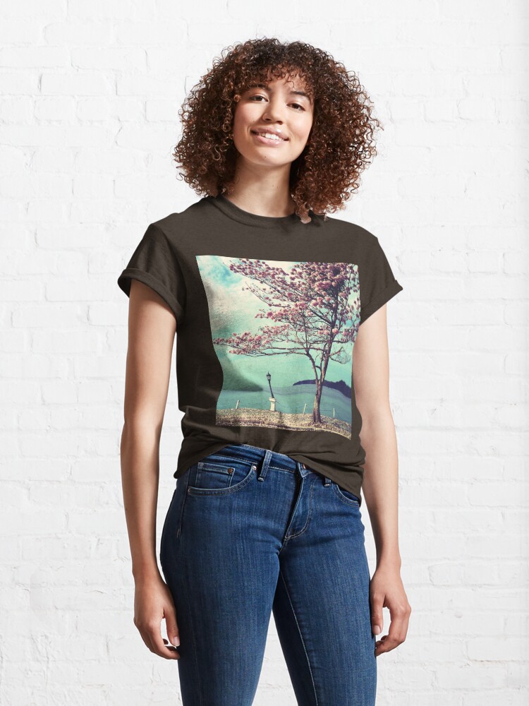 Alternate view of Blooms by the Sea - Panama Landscape - Pink Guayacan Tree Classic T-Shirt