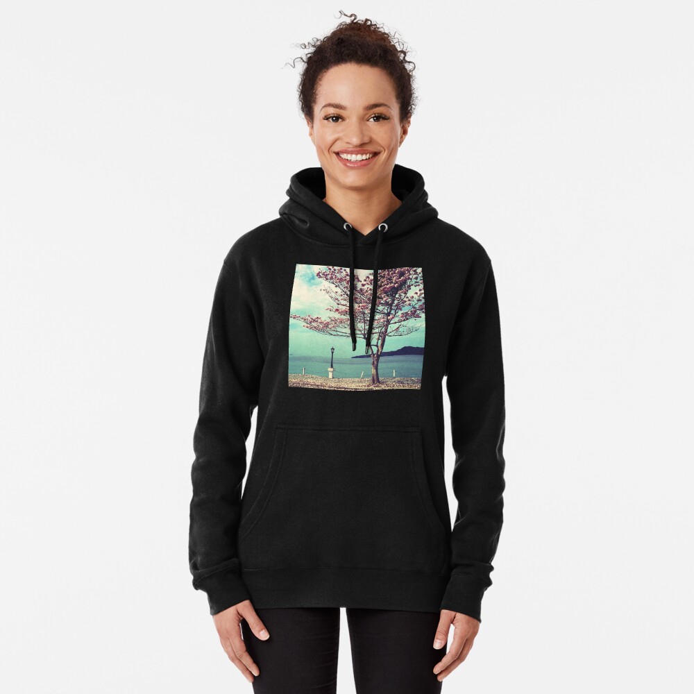 Blooms by the Sea - Panama Landscape - Pink Guayacan Tree Pullover Hoodie