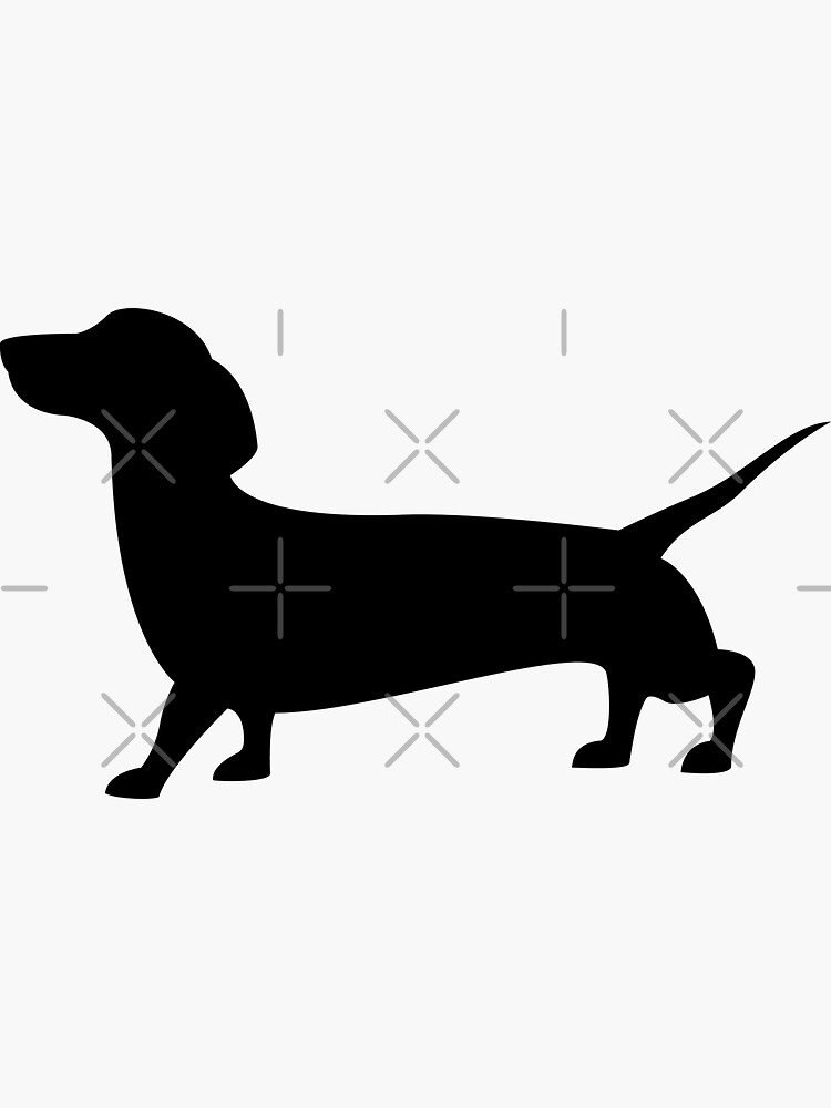 "Black Silhouette of a Sausage Dog For Dachshund Lovers" Sticker for