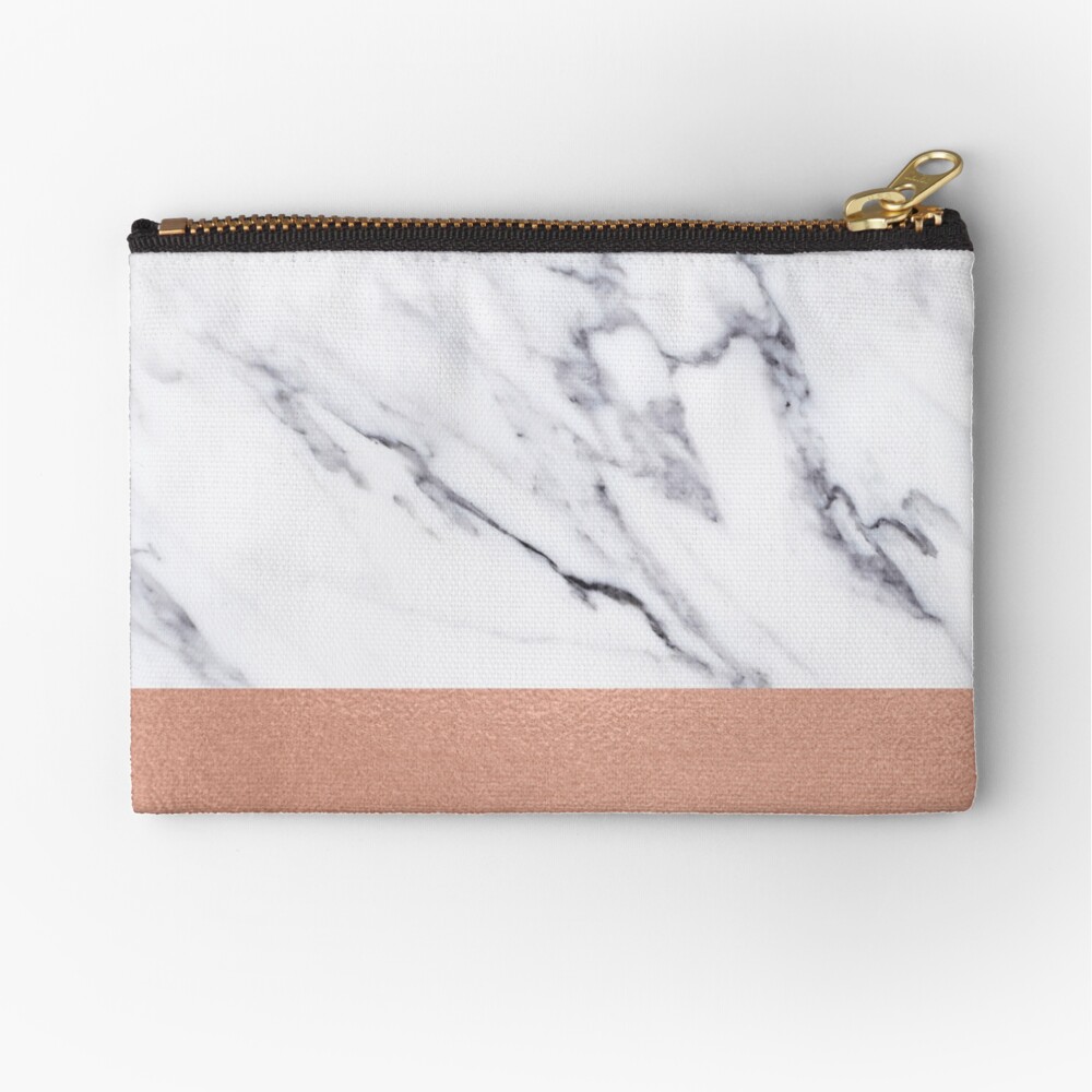 Rose Gold Marble Luxury iPhone Case and Throw Pillow Design Zipper Pouch