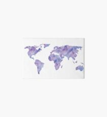 Weltkarte-hellblaues purpurrotes Indigo-Aquarell Galeriedruck
