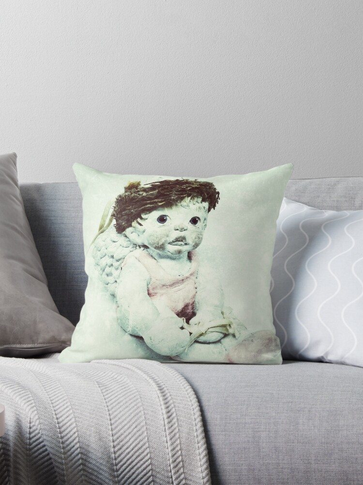 Thumbnail 1 of 4, Pillow, Gift for Dancer - Ballerina Angel Cherub in Pink Ballet Slippers - Ballet Gift designed and sold by OneDayArt.