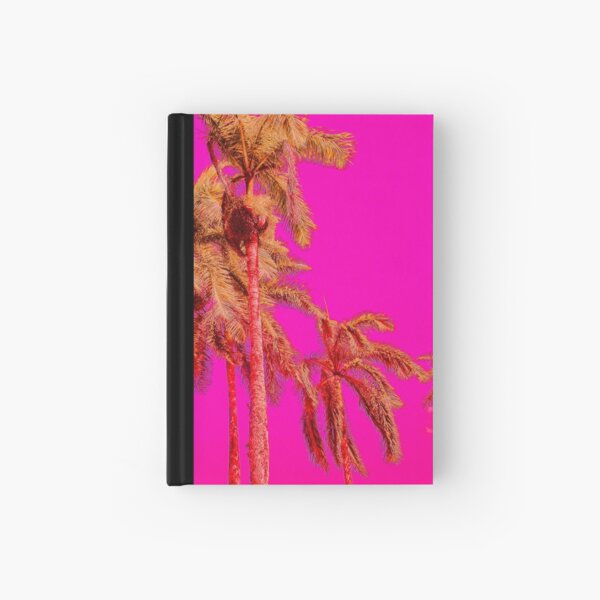 Neon Pink Tropics - Psychedelic Coconut Trees Art - Graduation Gift Hardcover Journal