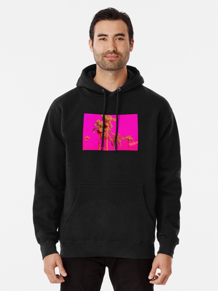 Alternate view of Neon Pink Tropics - Psychedelic Coconut Trees Art - Graduation Gift Pullover Hoodie
