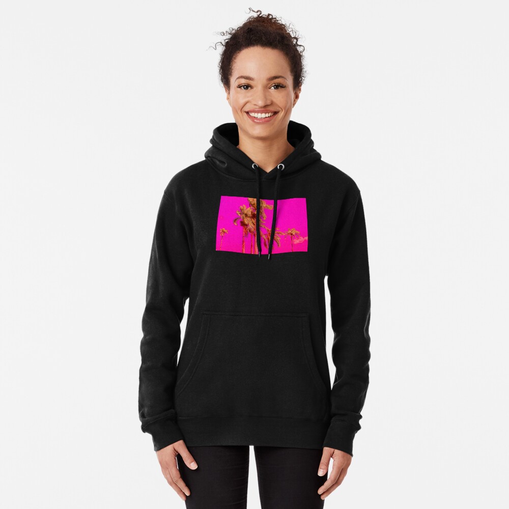 Neon Pink Tropics - Psychedelic Coconut Trees Art - Graduation Gift Pullover Hoodie