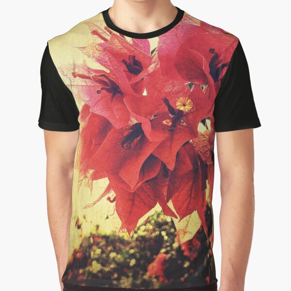 Sunset Bougainvillea - Deep Pink Flowers - Floral Art Photo Graphic T-Shirt