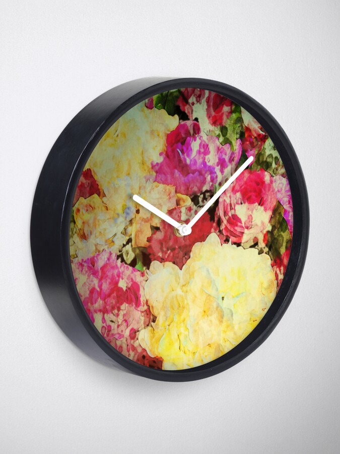Thumbnail 2 of 4, Clock, Springtime Bouquet Art - Floral Gift designed and sold by OneDayArt.