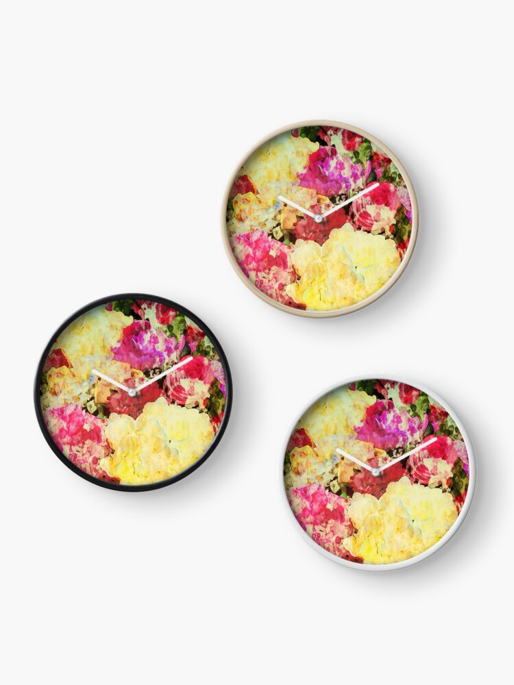 Thumbnail 3 of 4, Clock, Springtime Bouquet Art - Floral Gift designed and sold by OneDayArt.