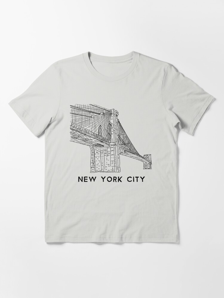 New York City Skyline and Text Black and White Illustration T-Shirt