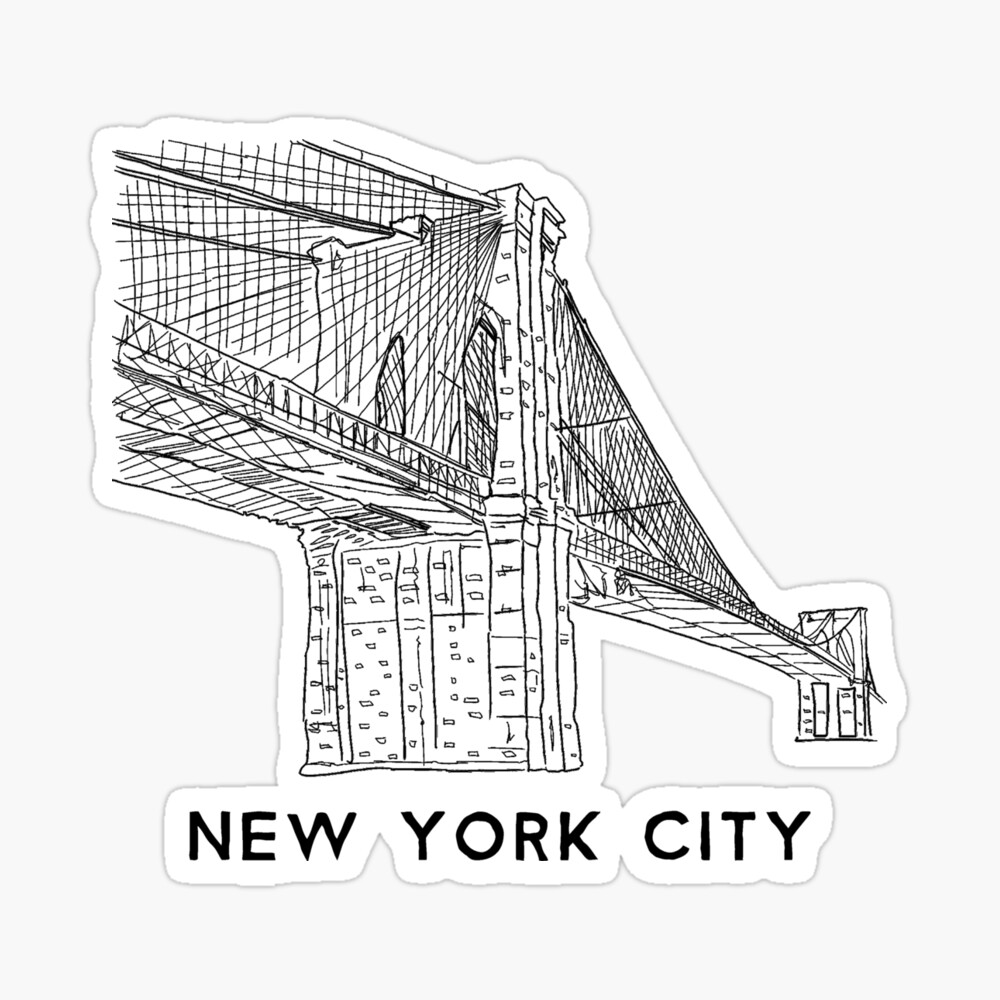 Brooklyn Bridge New York City Line Drawing Art Board Print By Walrusindustrie Redbubble