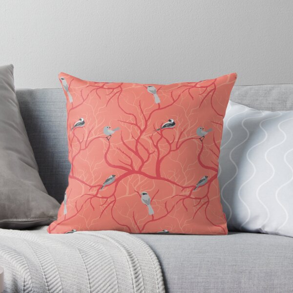 Blush Collection - Birds - Coral Throw Pillow
