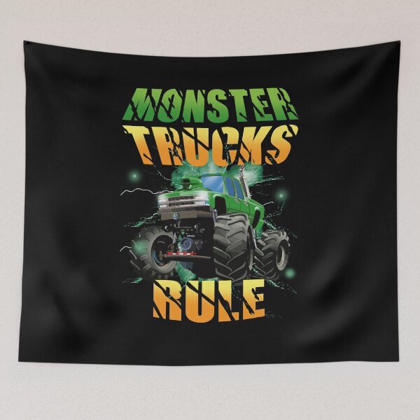 Item preview, Green Monster Trucks Rule Rock and Roll Cool Design designed and sold by Dressed For  Duty.