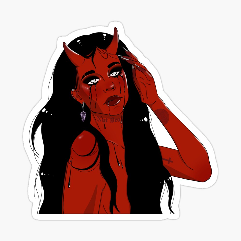 madlavning i stedet Optimisme Tattooed red Demon girl" Photographic Print for Sale by baconqueen |  Redbubble