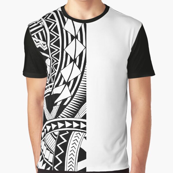 Polynesian samoan tattoo half white design" T-shirt for Sale by AyeletF | Redbubble | retro graphic t-shirts - polynesian graphic t-shirts - flower graphic t-shirts