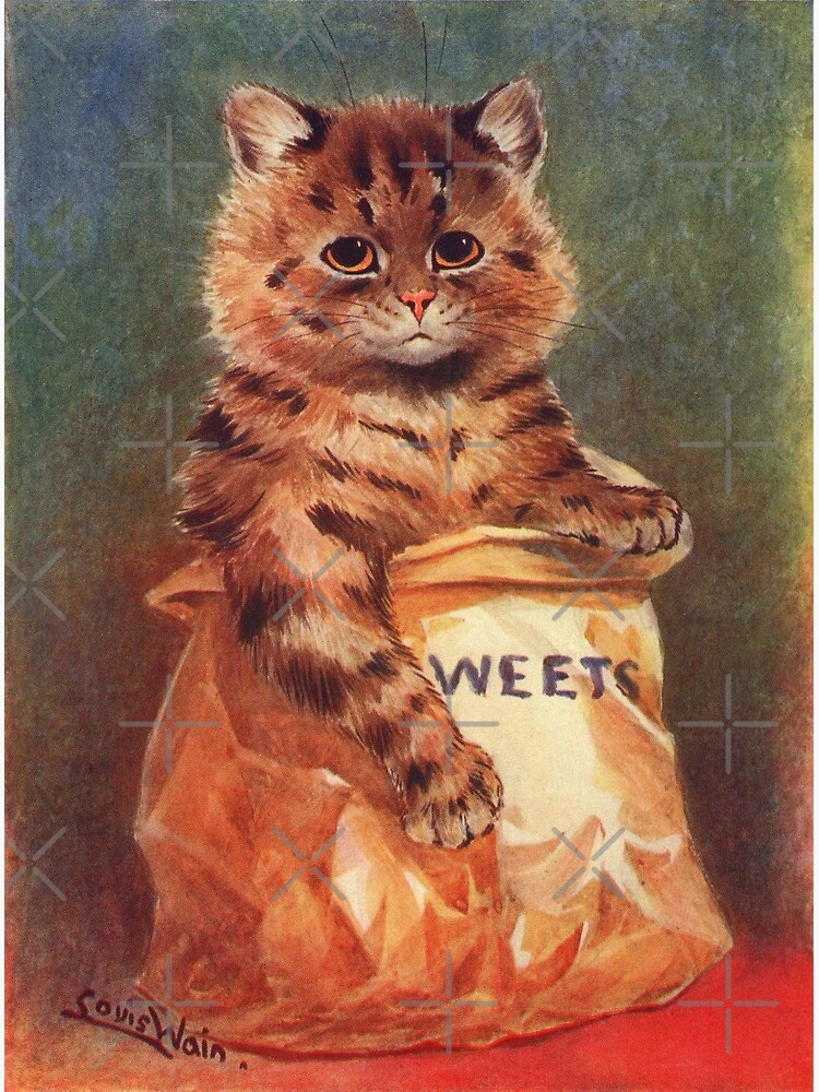 Two cats by Louis Wain on a romantic Christmas postcard