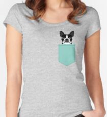 Logan - Boston Terrier pet design with bold and modern colors for pet lovers Women's Fitted Scoop T-Shirt