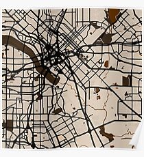 Dallas Straßenkarte // Brown Theme Poster