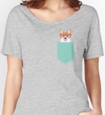 Teagan Glasses Corgi cute puppy welsh corgi gifts for dog lovers and pet owners love corgi puppies Women's Relaxed Fit T-Shirt
