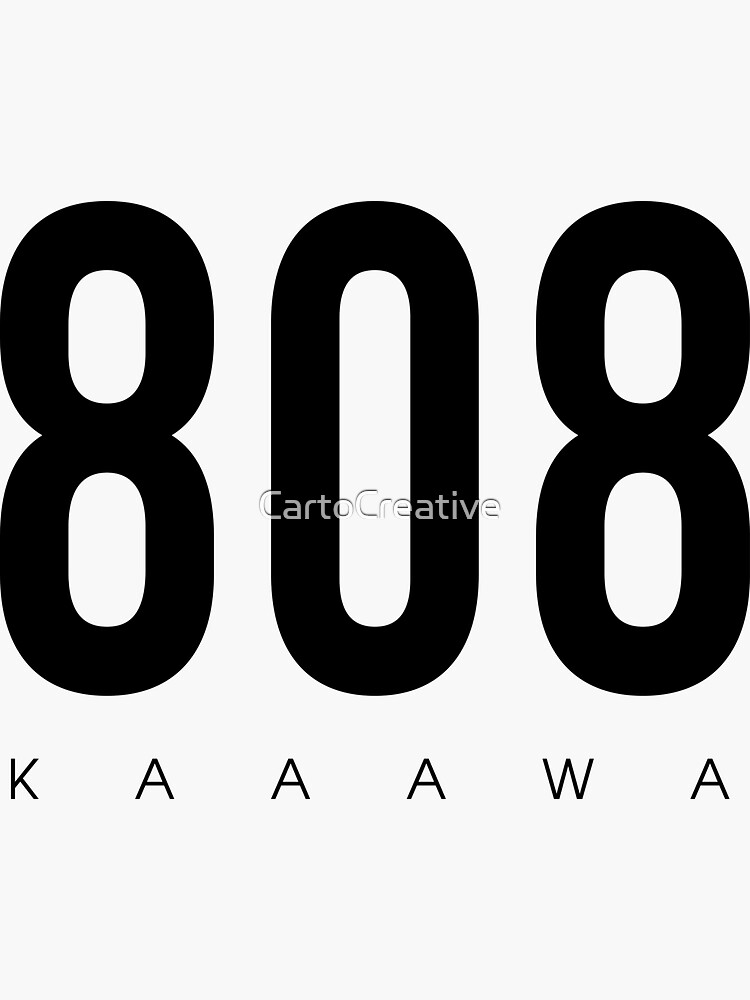 "Kaaawa, HI 808 Area Code design" Sticker for Sale by CartoCreative