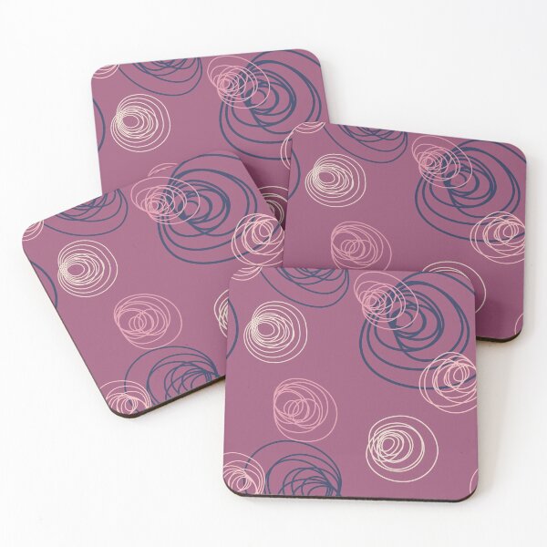 Item preview, Pink abstract circle flowers on plum designed and sold by Marlene Wagenhofer.