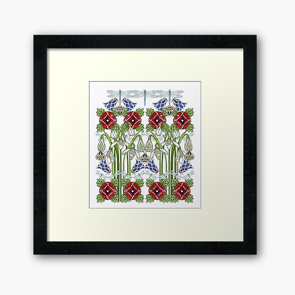 Celtic Poppies and Snowdrops Framed Art Print