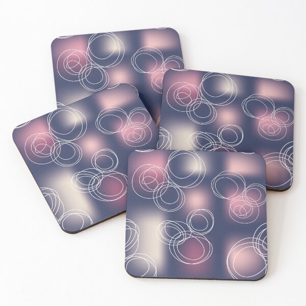 Item preview, White abstract circle flowers on blurry rectangles designed and sold by Marlene Wagenhofer.