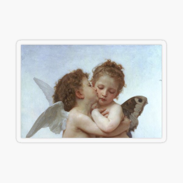 Lamour and Psyche Children – (William Adolphe Bouguereau) Transparent Sticker
