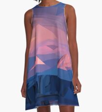 Berg Sonnenuntergang A-Linien Kleid