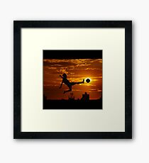 sports statue in city Framed Print