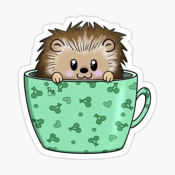 Hedgehog in a cup Sticker