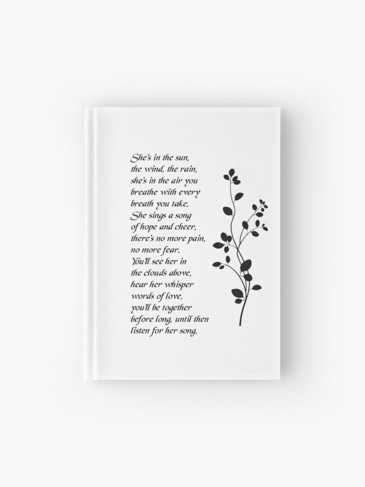 Sympathy Gift She S In The Sun Poem For Loss Of Mother Daughter Or Sister By Christy Ann Martine Hardcover Journal By Christymartine Redbubble