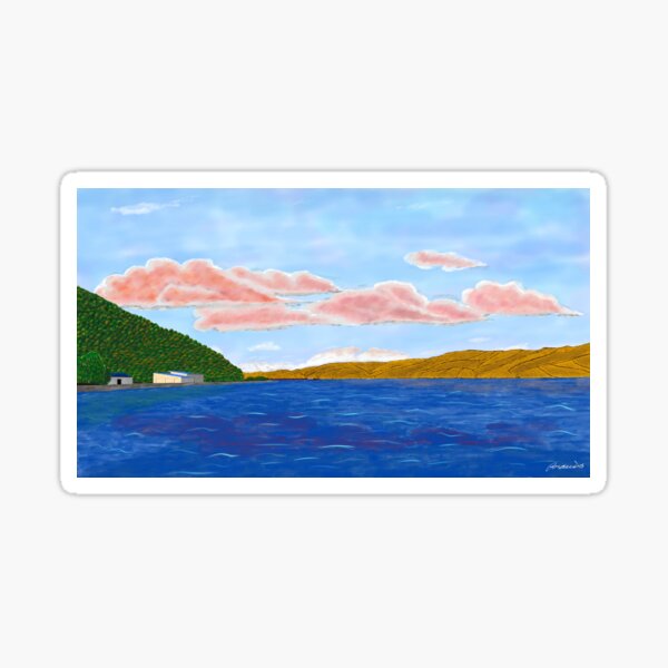 Red Clouds Spanning the Harbour Sticker