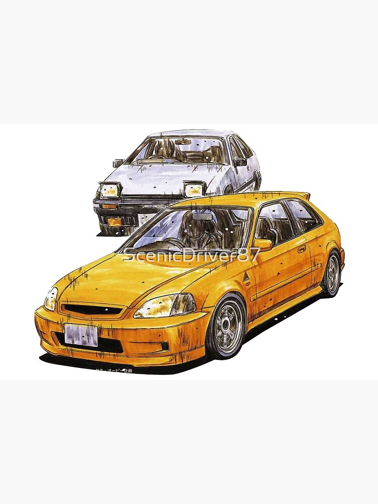 Ae86 Vs Civic Ek9 Art Board Print For Sale By Scenicdriver87 Redbubble