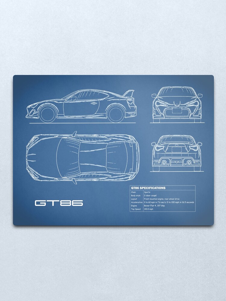 Alternate view of The GT86 Blueprint Metal Print