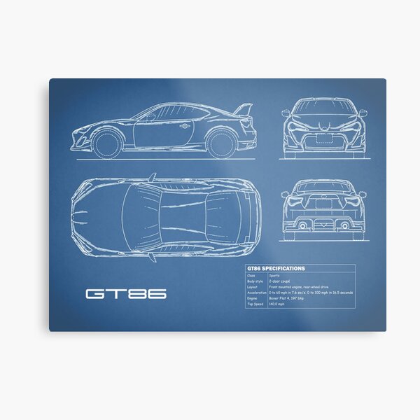The GT86 Blueprint Metal Print