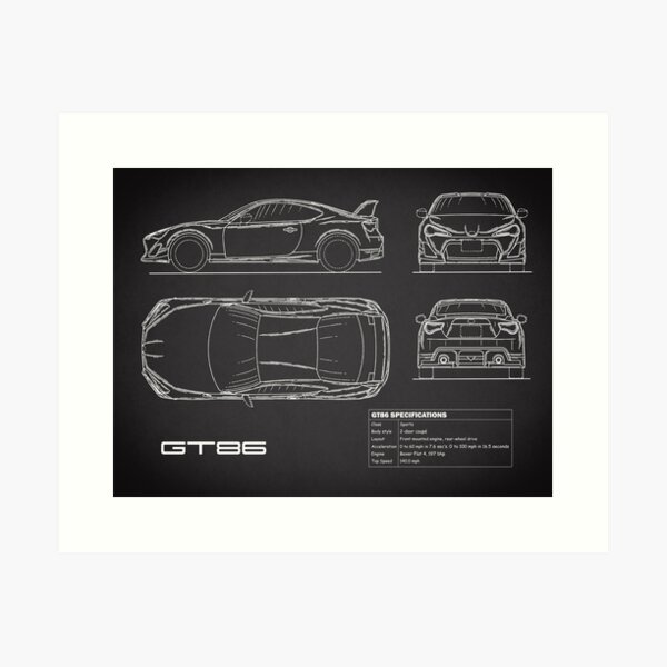 Vista previa del artículo con la obra «GT86 Blueprint», diseñado y vendido por rogue-design.
