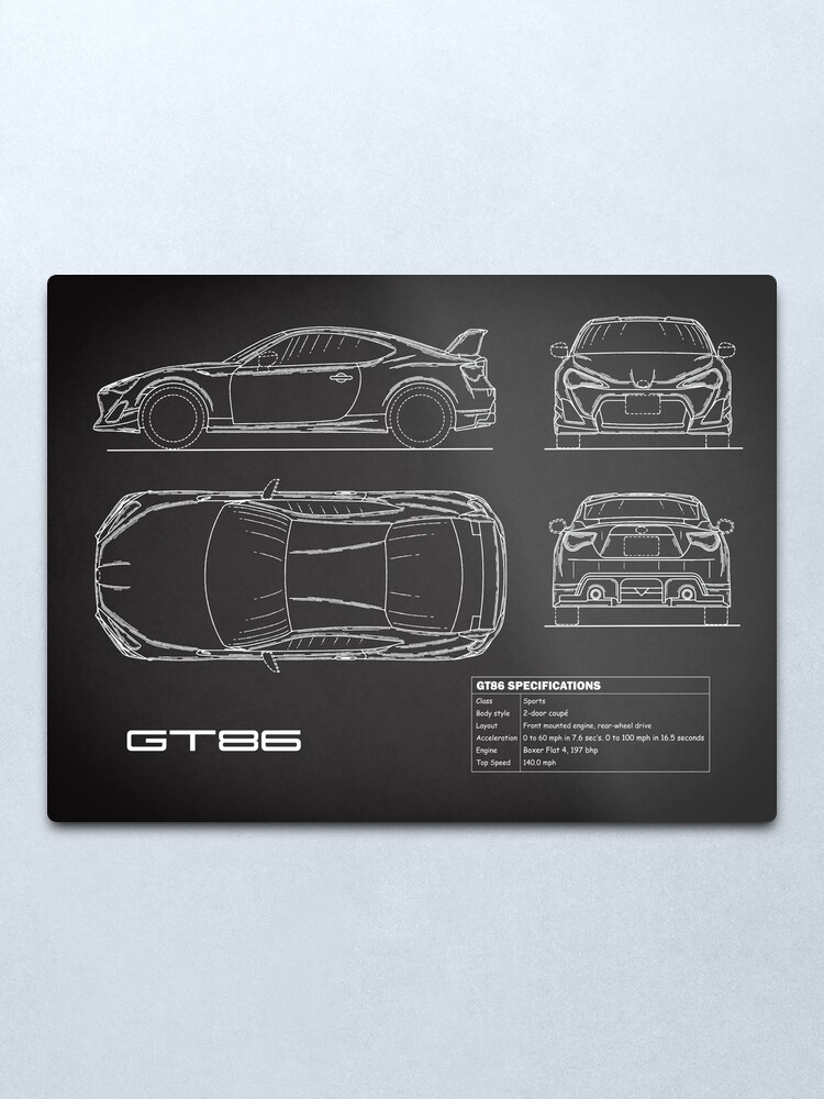 Alternate view of GT86 Blueprint Metal Print