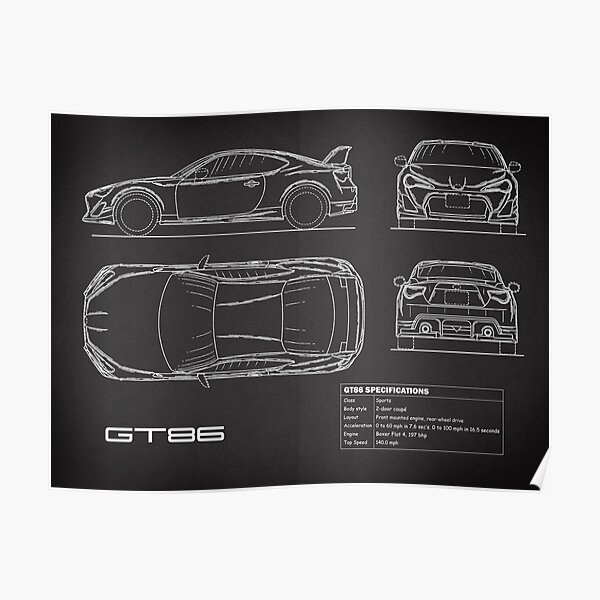GT86 Blueprint Poster