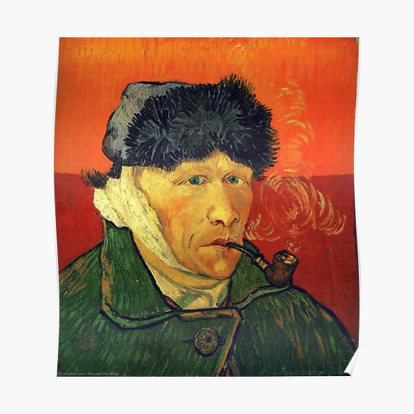 Self Portrait with Bandaged Ear and Pipe – (Vincent Van Gogh) Poster