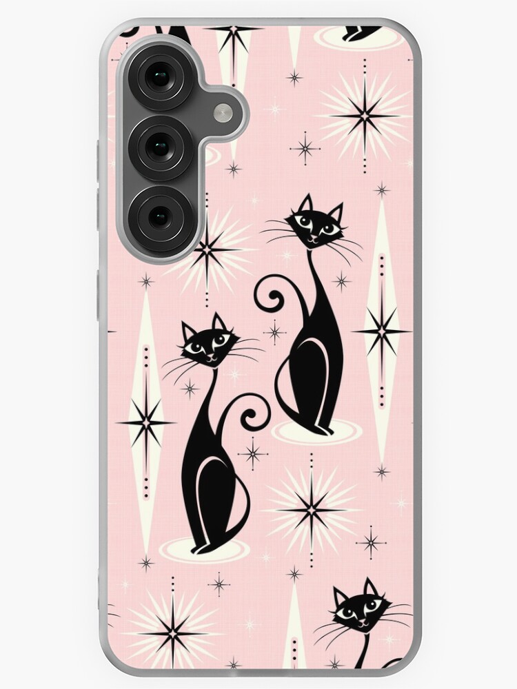 Thumbnail 1 of 4, Samsung Galaxy Phone Case, Mid Century Meow Retro Atomic Cats designed and sold by studioxtine.