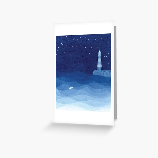 Item preview, Lighthouse 2, blue ocean watercolor designed and sold by VApinx.