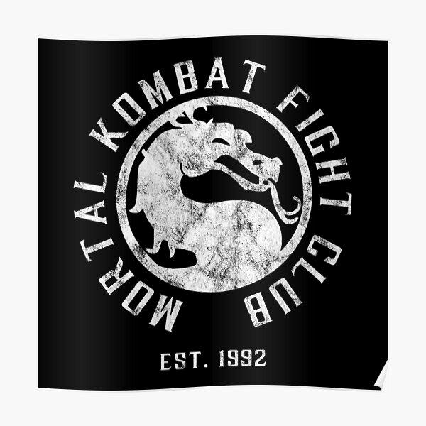 Mortal Kombat Fight Club | Mortal Kombat 11 | Distressed White Logo Poster