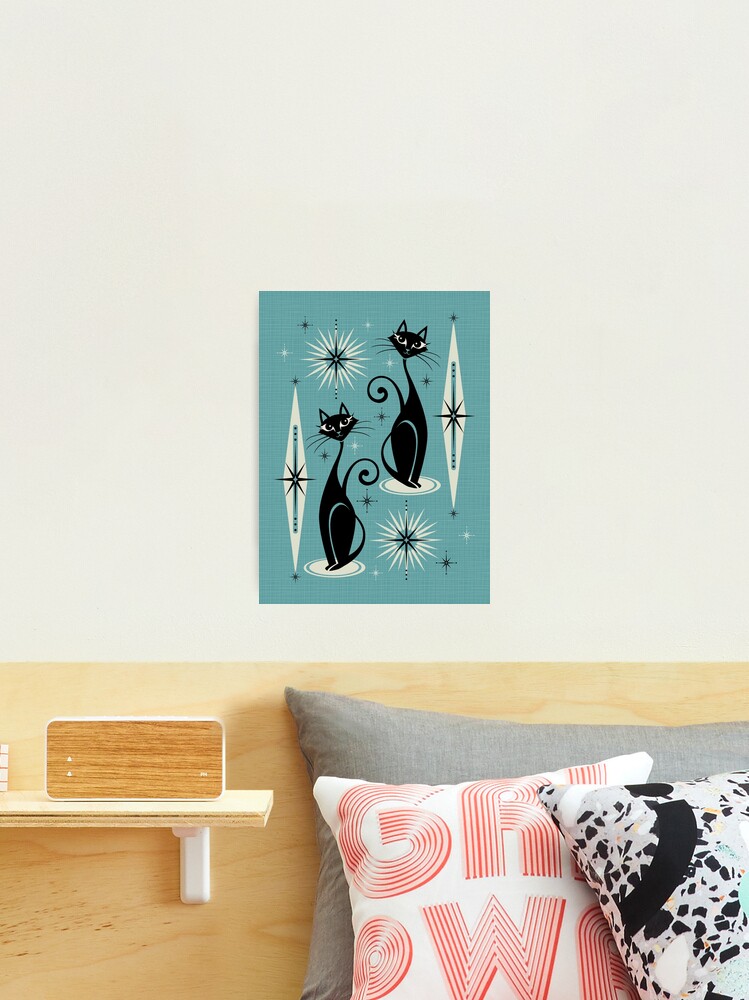 Thumbnail 1 of 3, Photographic Print, Mid Century Meow on Blue designed and sold by studioxtine.