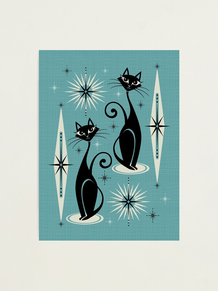 Thumbnail 2 of 3, Photographic Print, Mid Century Meow on Blue designed and sold by studioxtine.