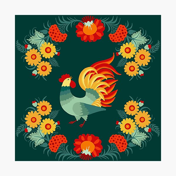 Item preview, Ukrainian Folk Flowers on Green designed and sold by Bethany Gustafson.