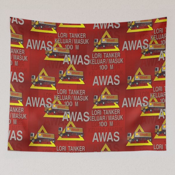 Item preview, "Danger TRUCKS Ahead 100m" Malaysian Street Sign designed and sold by Marian Rosenberg.