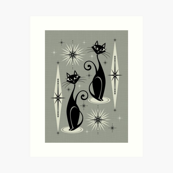 Item preview, Miau de mediados de siglo sobre gris designed and sold by studioxtine.